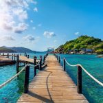 wooden bridge koh nangyuan island surat thani thailand