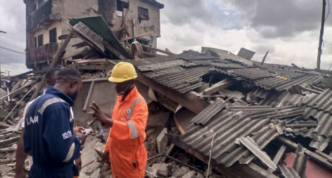 two storey building collapses in orile iganmu lagos